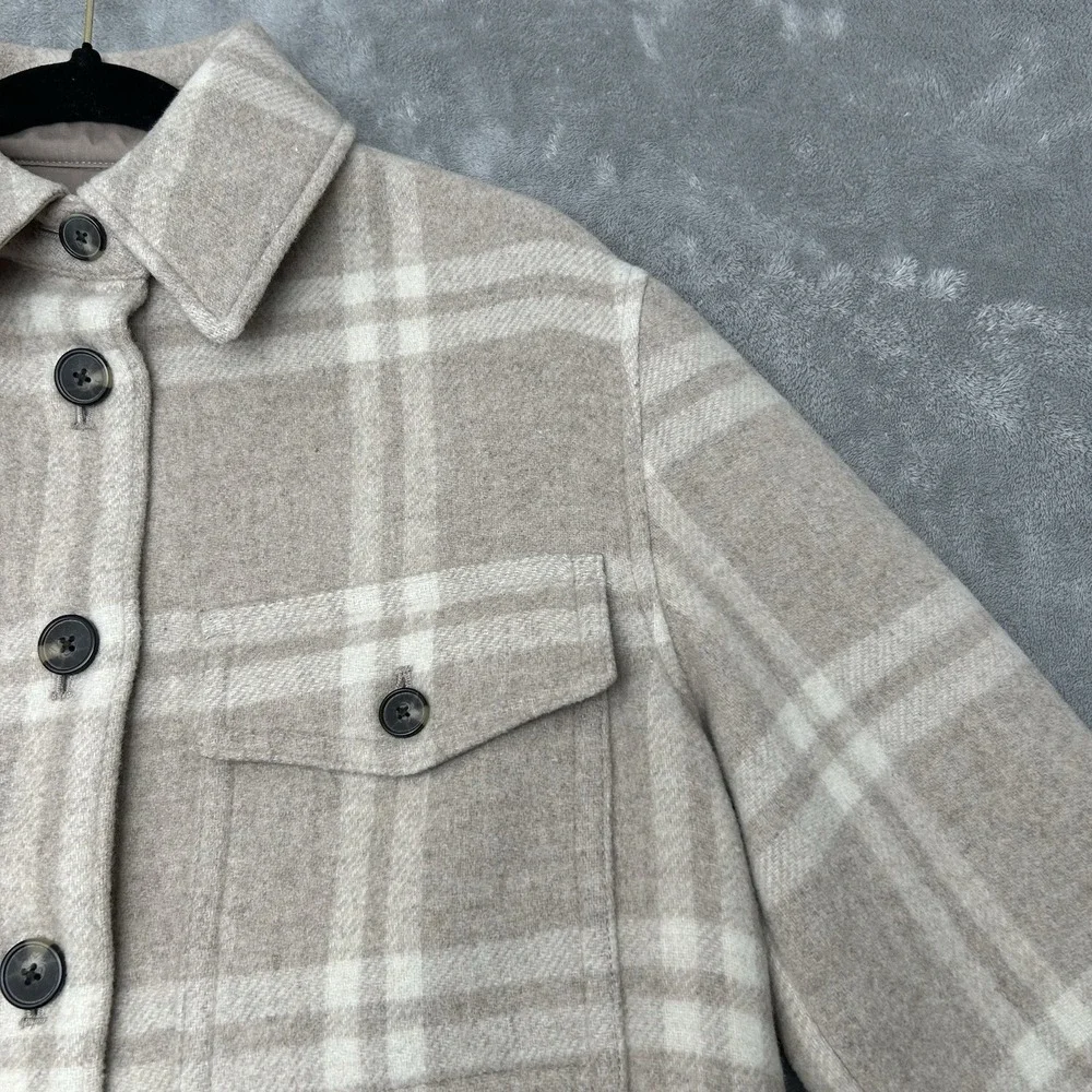 Everlane Mens Shirt Shacket Heavyweight Overshirt Plaid Shirt Sz Small Tan Beige